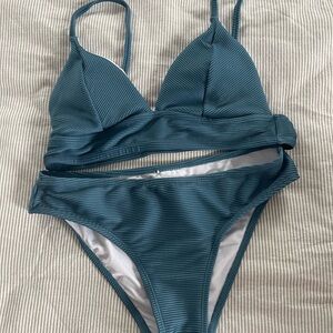 Cupshe Blue Bikini Set Elegant Swimwear